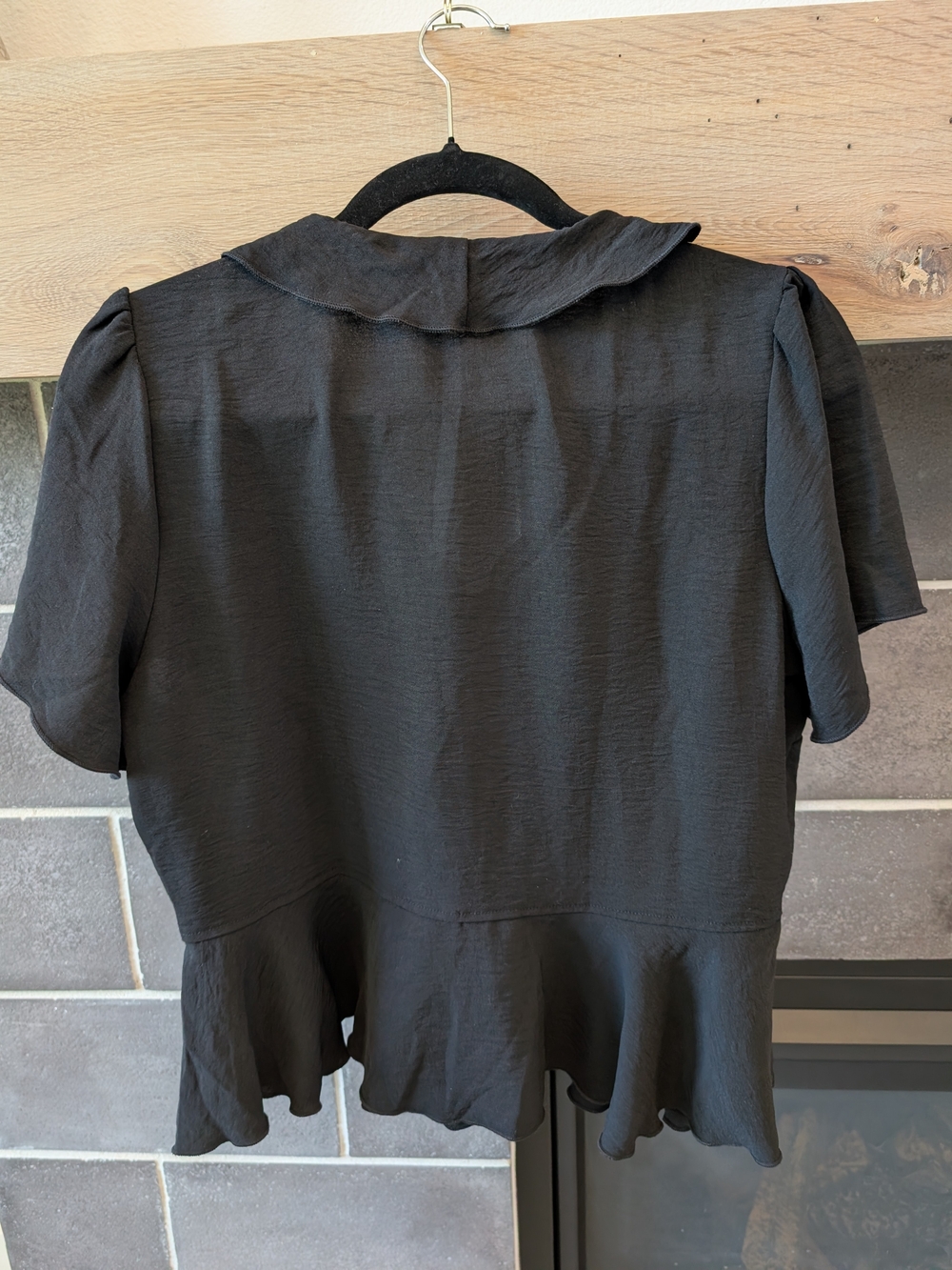 Black Ruffle Tie-Front Blouse - Picture 3 of 3